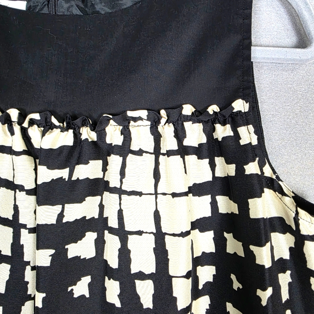 Suzi Chin For Maggy Boutique Dress 100% Silk Cream Black Size 12 - Picture 3 of 7